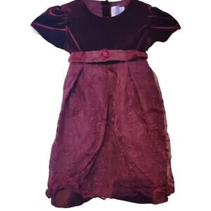 Brooke Lindsay Burgundy Christmas Holiday Party Velour Velvet dress Size 3T
